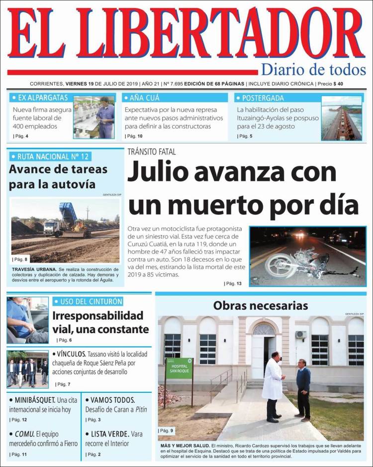 Portada de Diario El Libertador (Argentina)