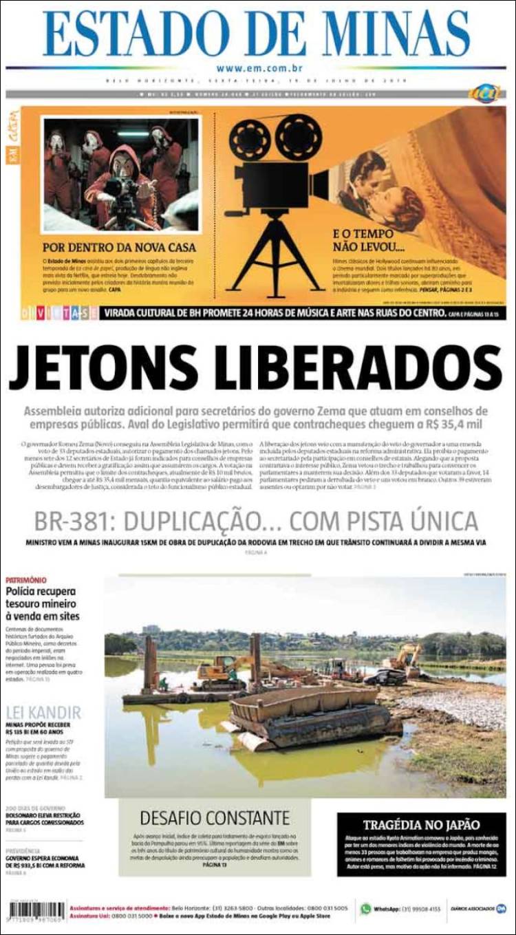 Portada de Jornal Estado de Minas (Br&eacute;sil)