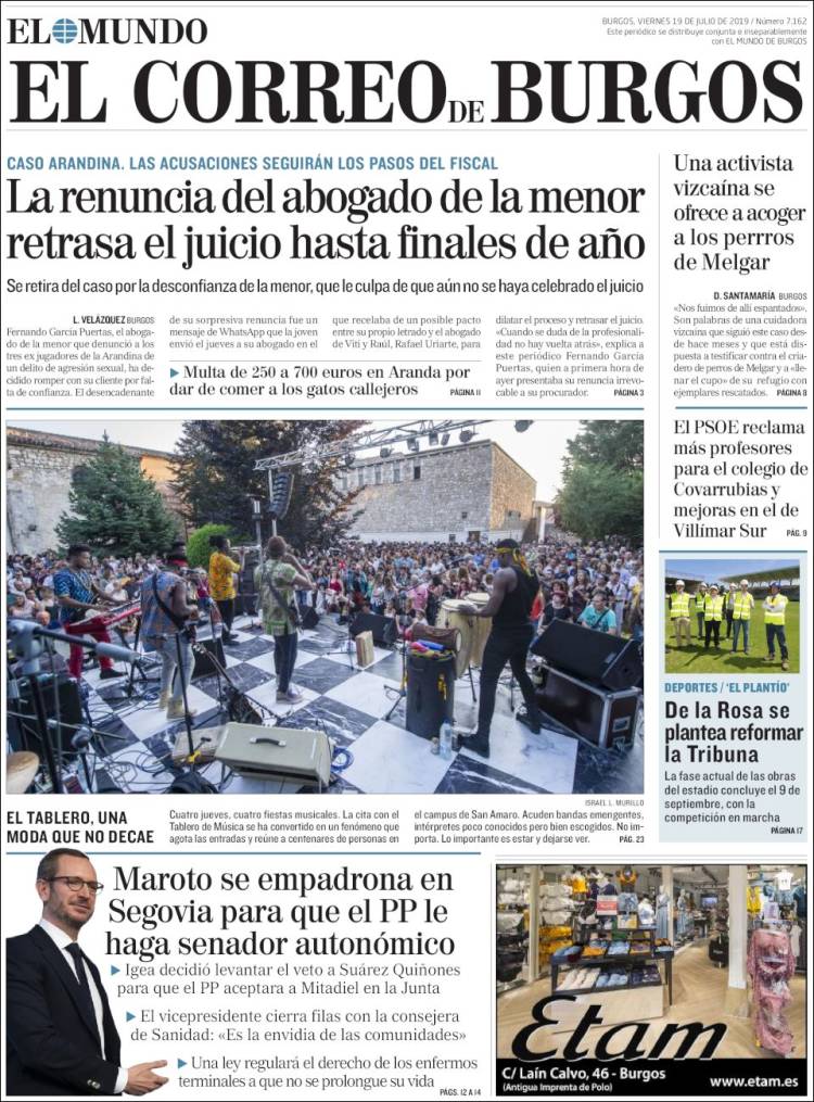 Portada de El Correo de Burgos (España)