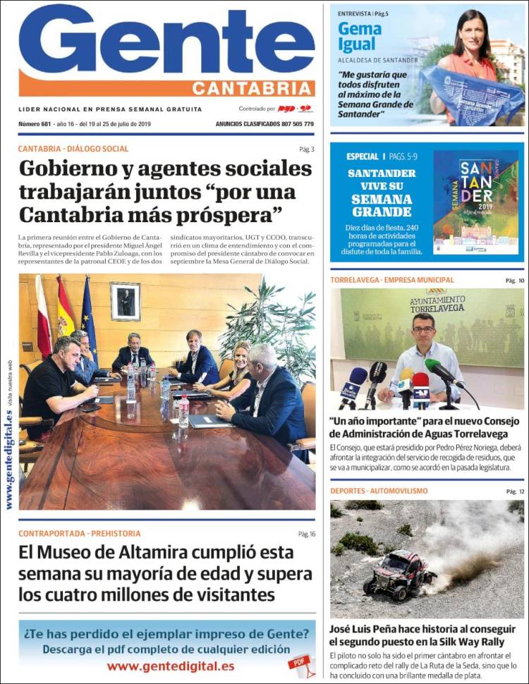 Portada de Gente en Santander (España)