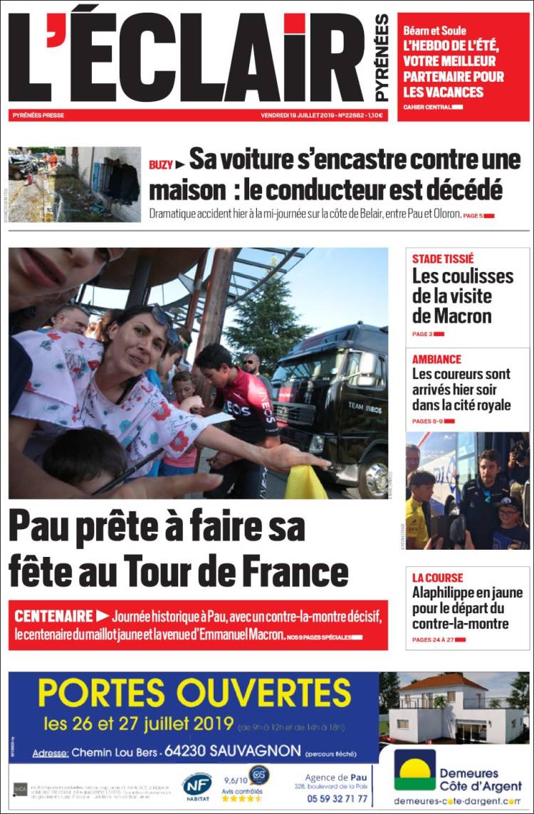 Portada de L'Eclair des Pyrénées (France)