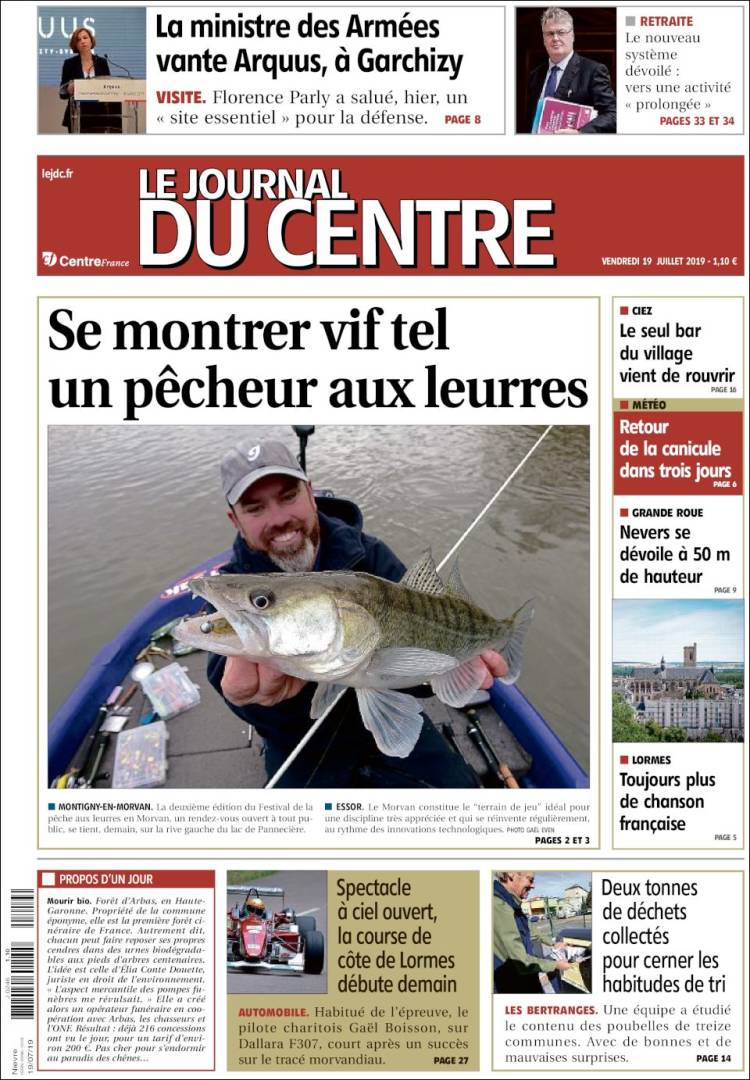 Portada de Le Journal du Centre (Francia)