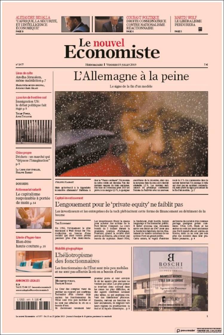 Portada de Le nouvel Economiste (Francia)