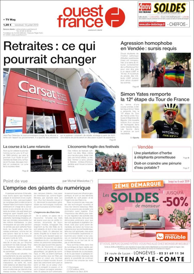 Portada de Ouest France (France)