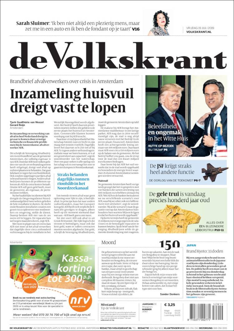Portada de De Volkskrant (Pa&iacute;ses Bajos)