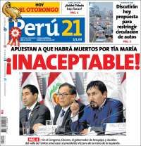 Portada de Perú 21 (Perú)