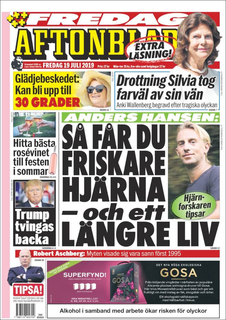 Portada de Aftonbladet (Suecia)