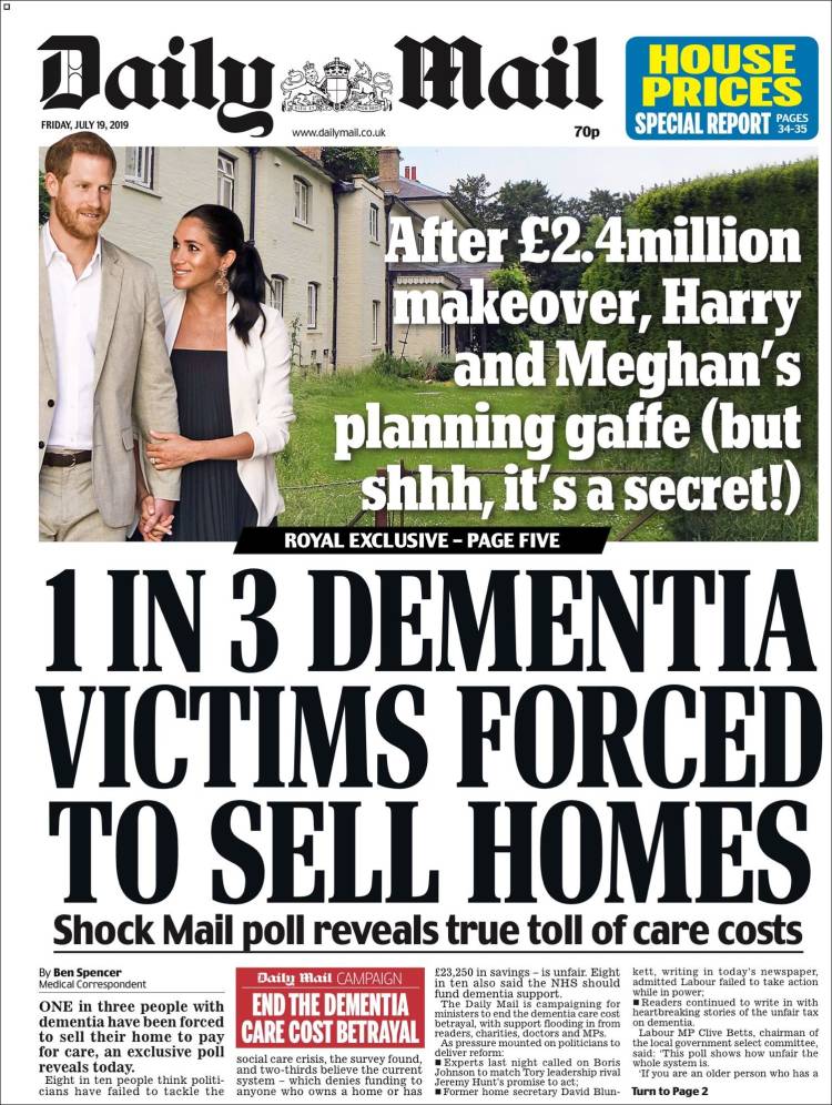 Portada de Daily Mail (Reino Unido)