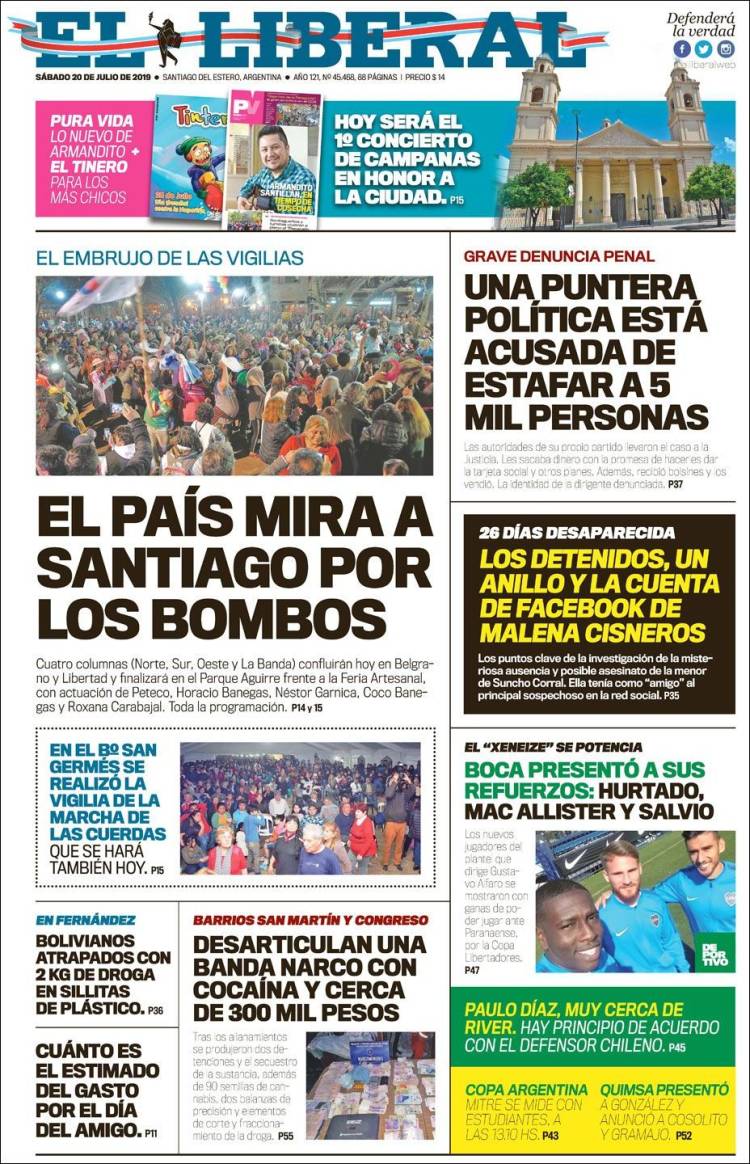 Portada de Diario El Liberal (Argentina)