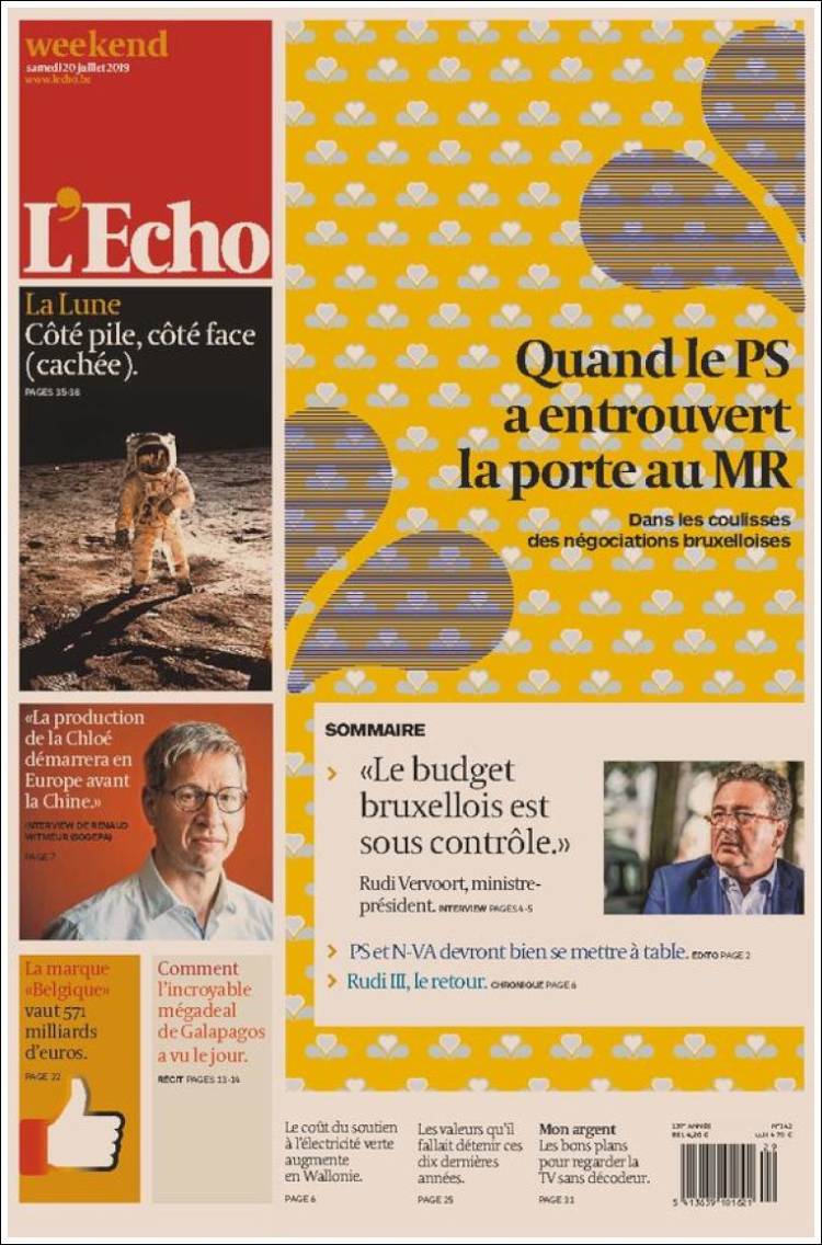 Portada de L'Echo (B&eacute;lgica)