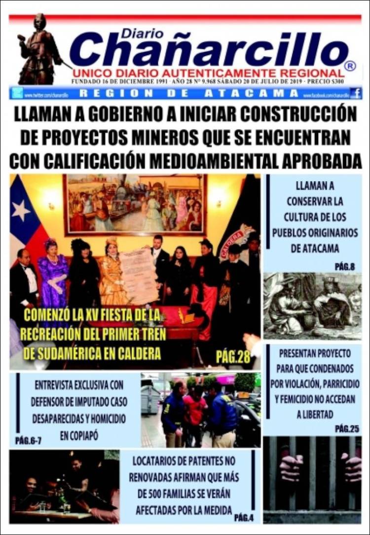 Portada de Diario Chañarcillo (Chile)