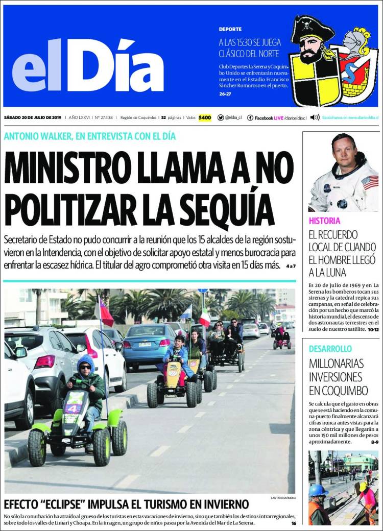 Portada de El Día (Chile)