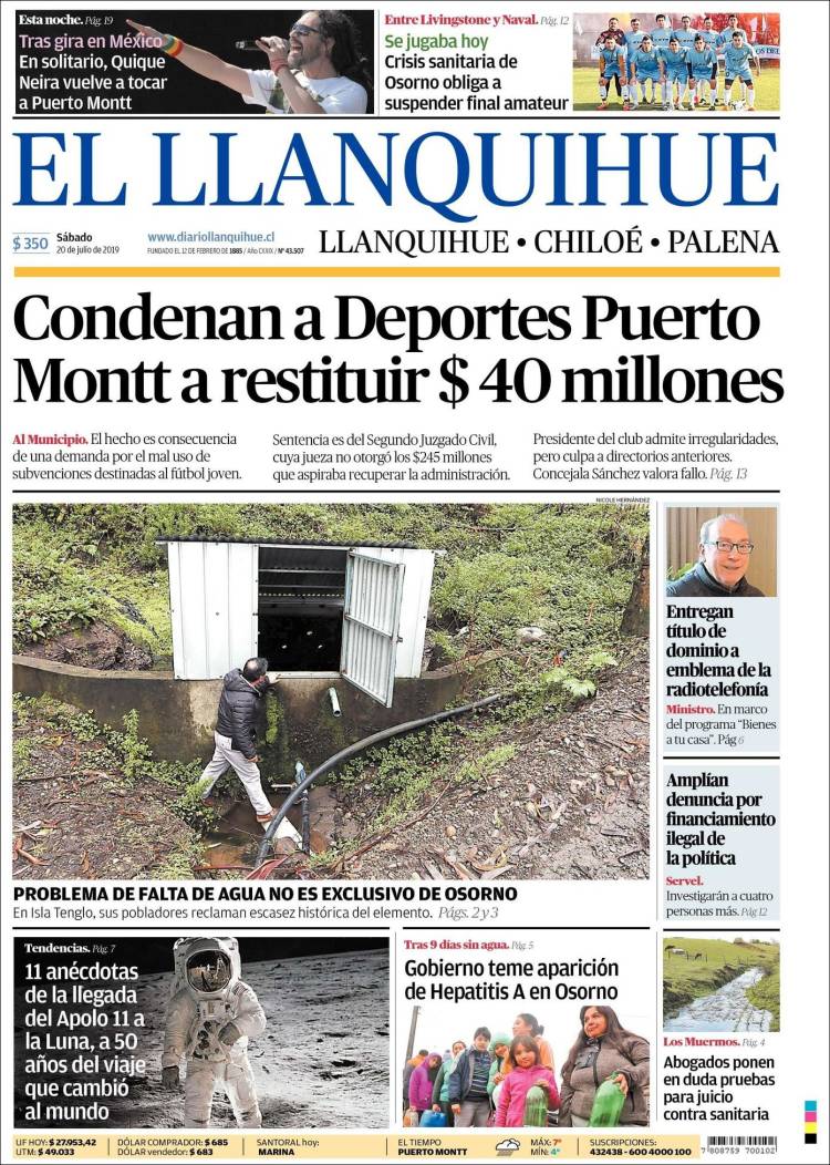 Portada de El Llanquihue (Chile)