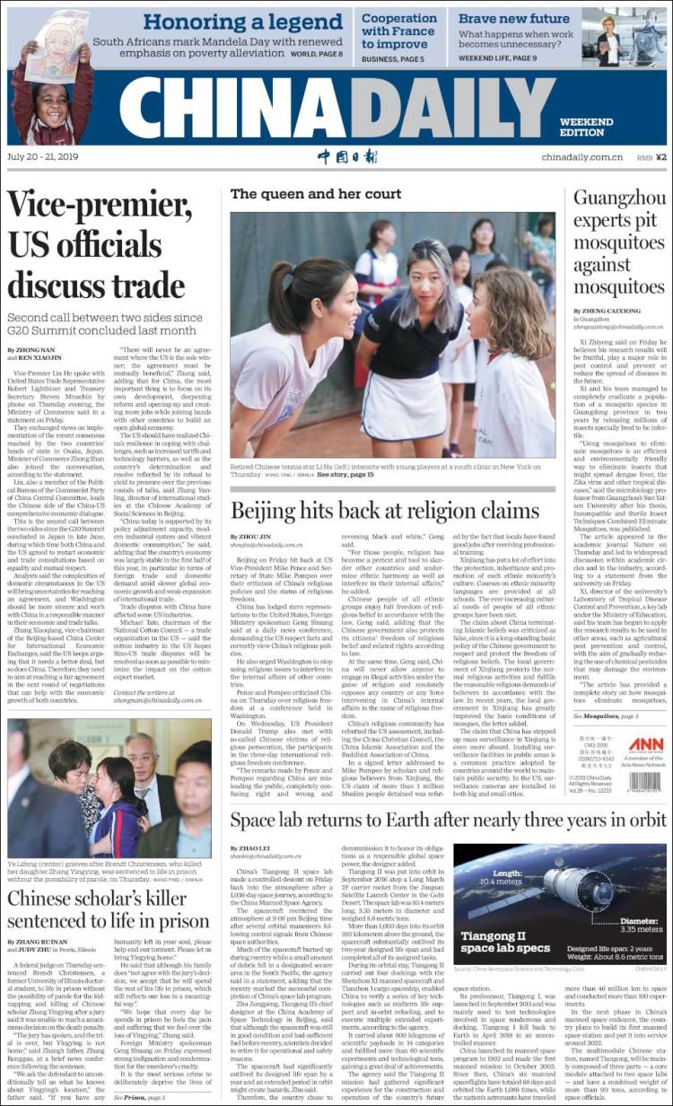 Portada de China Daily (China)