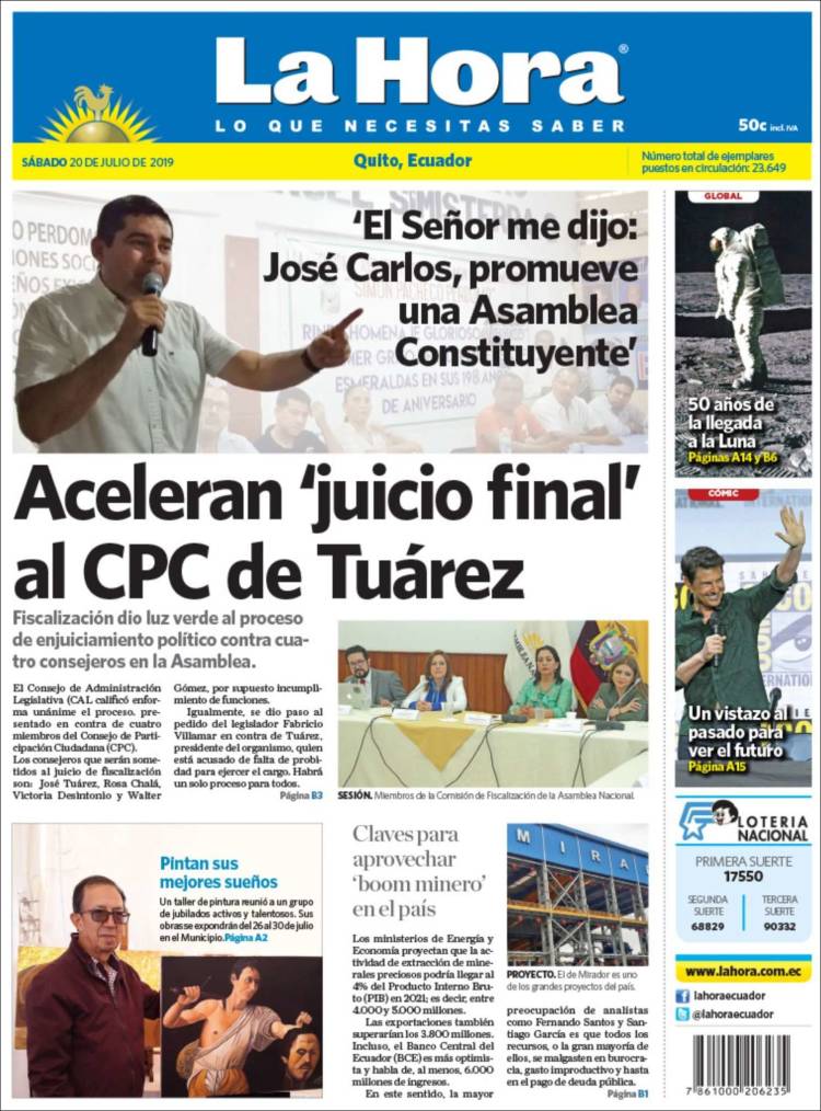 Portada de La Hora - Ecuador (Ecuador)