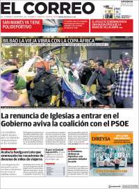 Portada de El Correo - Guipuzcoa (Espa&ntilde;a)