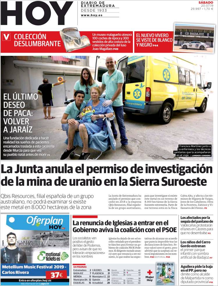 Portada de Hoy - Badajoz (Espa&ntilde;a)