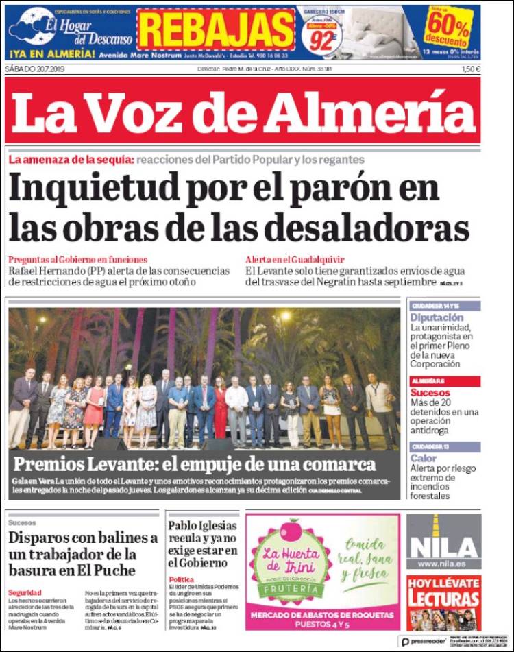 Portada de La Voz de Almería (Espa&ntilde;a)