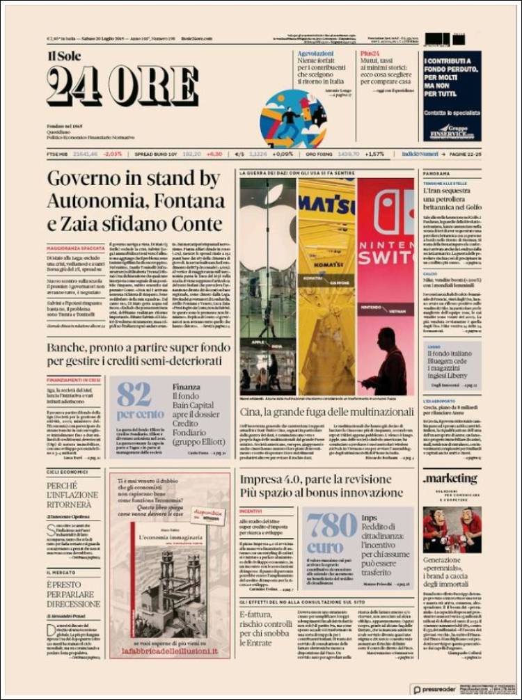 Portada de Il Sole 24 ORE (Italia)