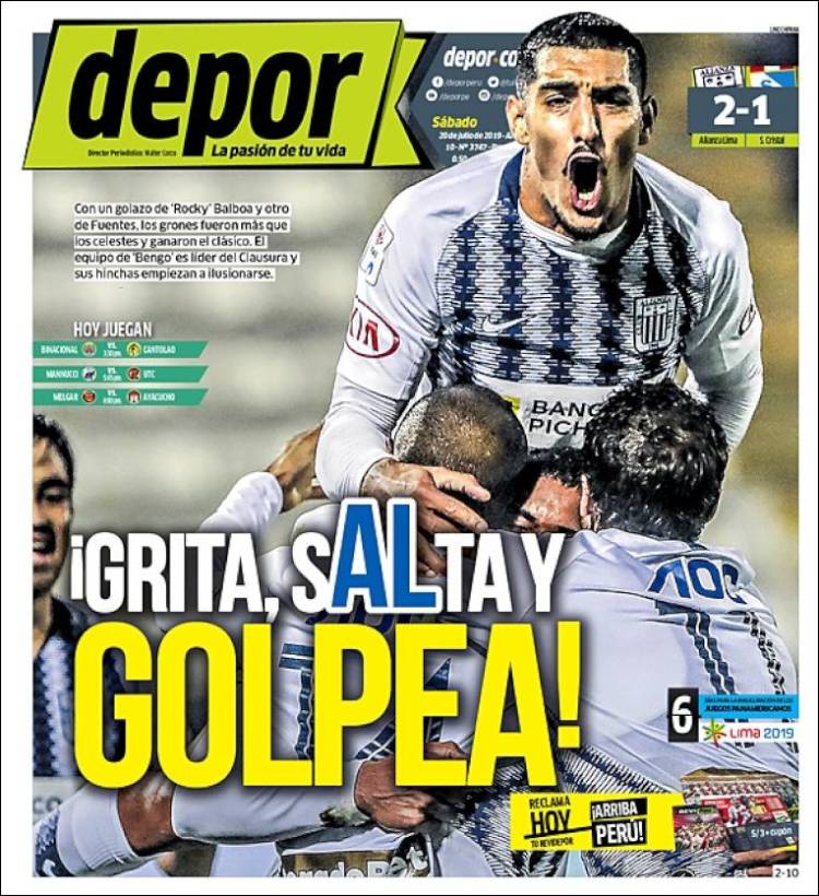 Portada de Depor (Per&uacute;)