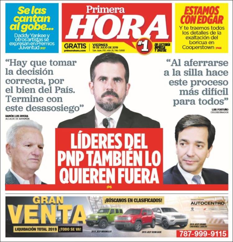 Portada de Primera Hora (Puerto Rico)