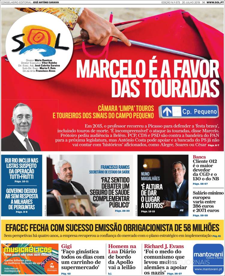 Portada de Jornal Sol (Portugal)