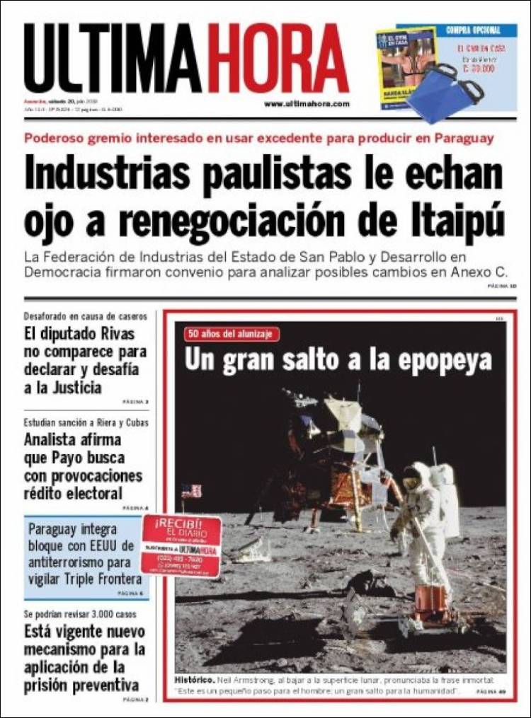 Portada de Última Hora (Paraguay)