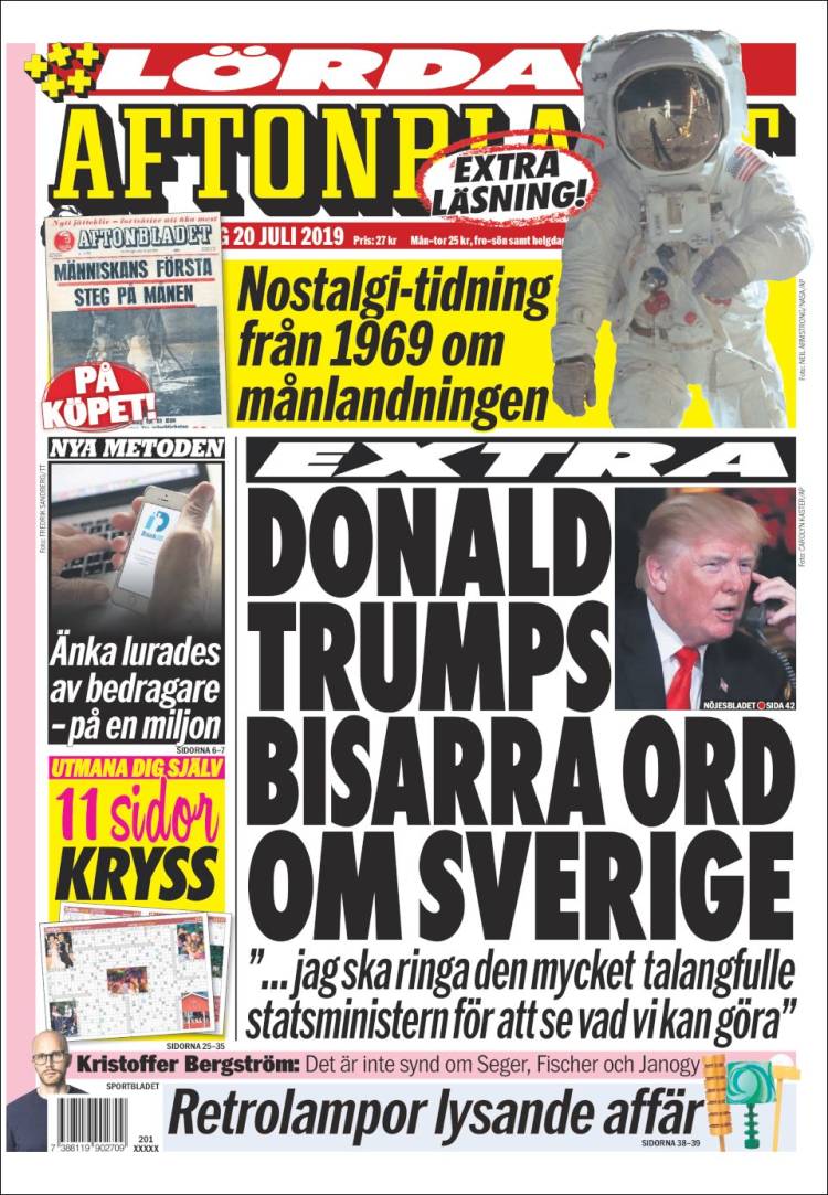 Portada de Aftonbladet (Suecia)
