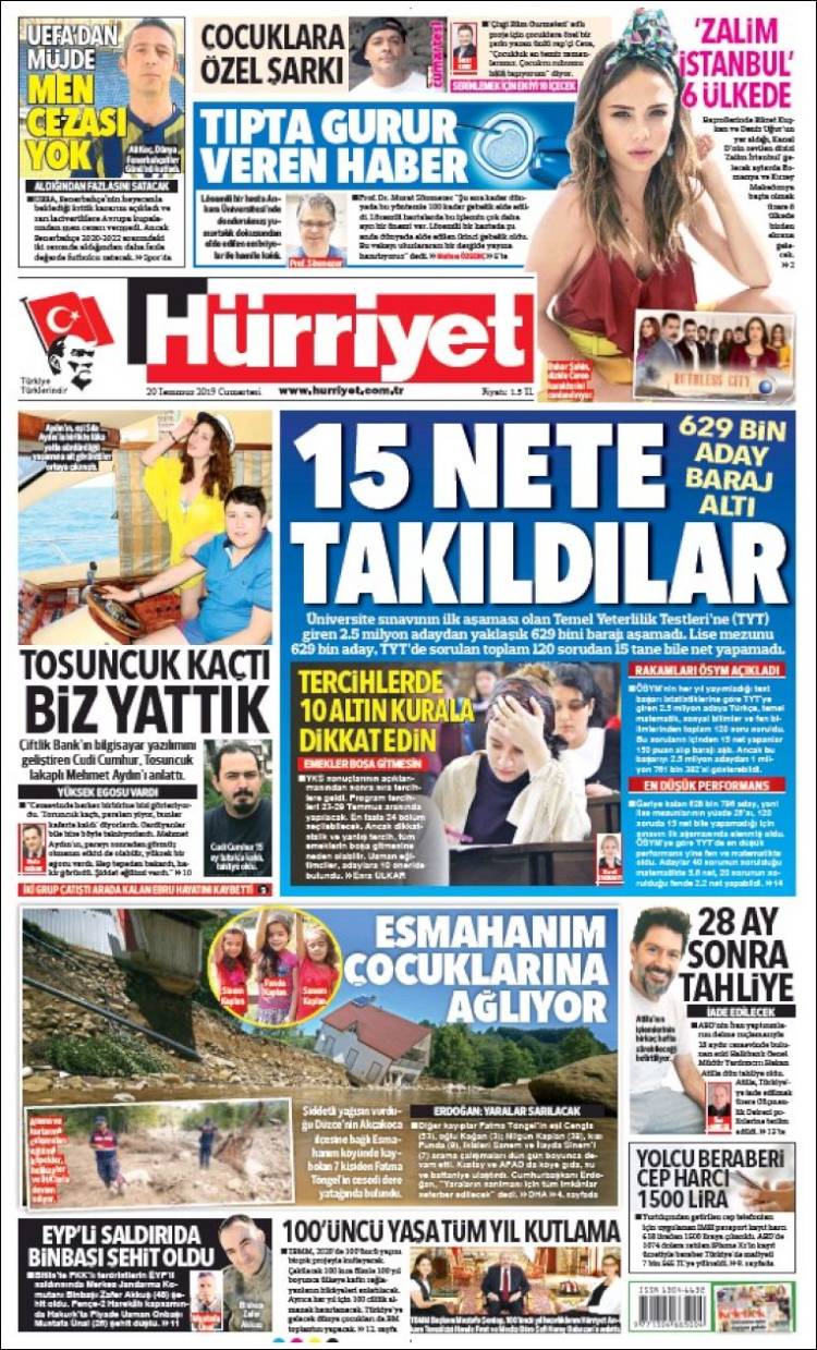 Portada de Hürriyet (Turqu&iacute;a)