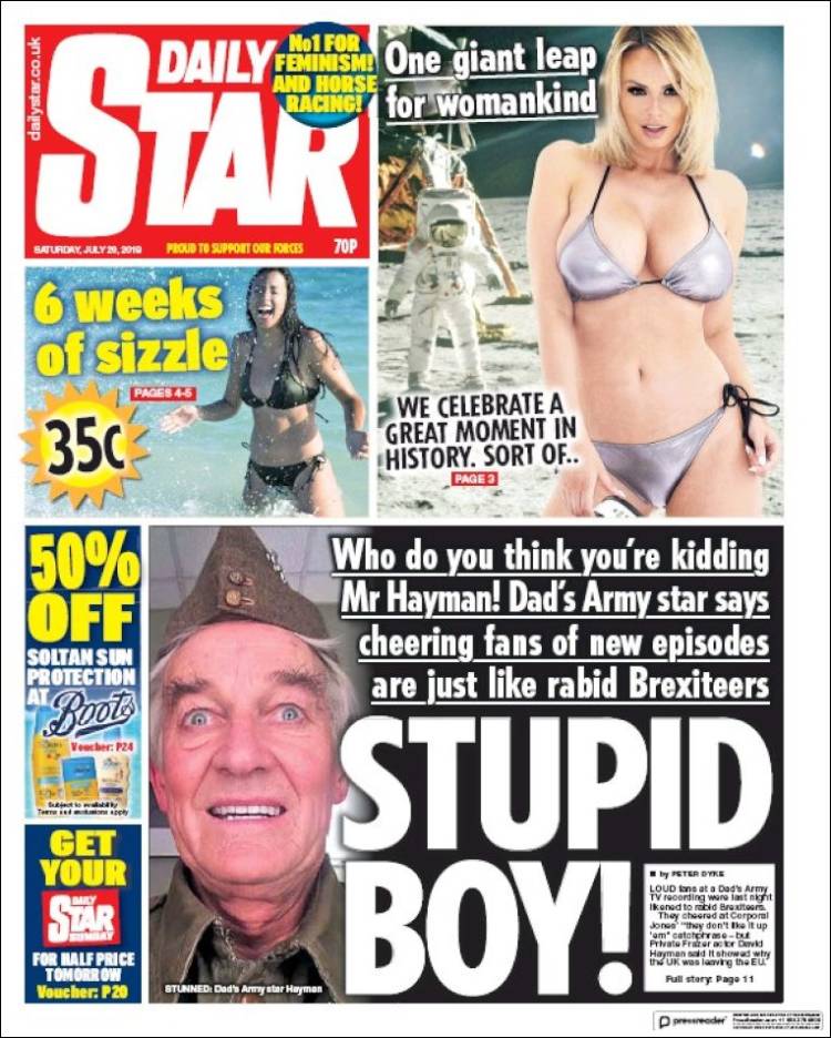 Portada de Daily Star (Reino Unido)