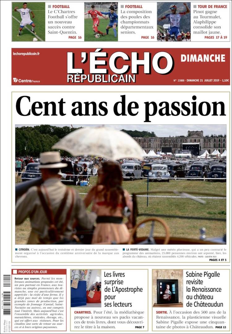 Portada de L'Echo Républicain (Francia)