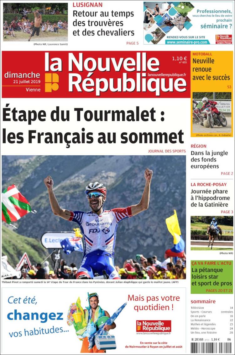 Portada de La Nouvelle Republique (France)