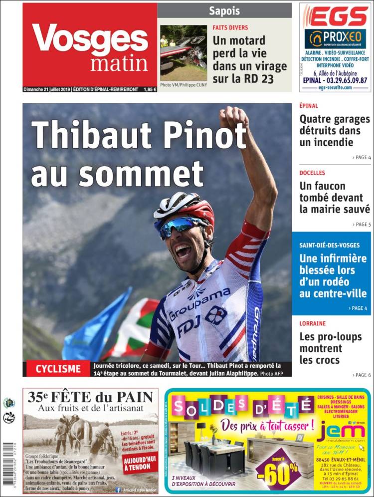 Portada de Vosges Matin (France)