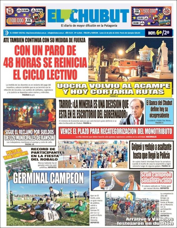 Portada de El Chubut (Argentina)