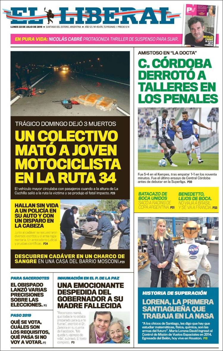 Portada de Diario El Liberal (Argentina)