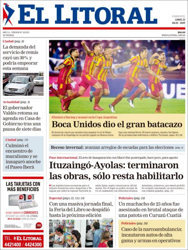 Portada de El Litoral Corrientes (Argentina)