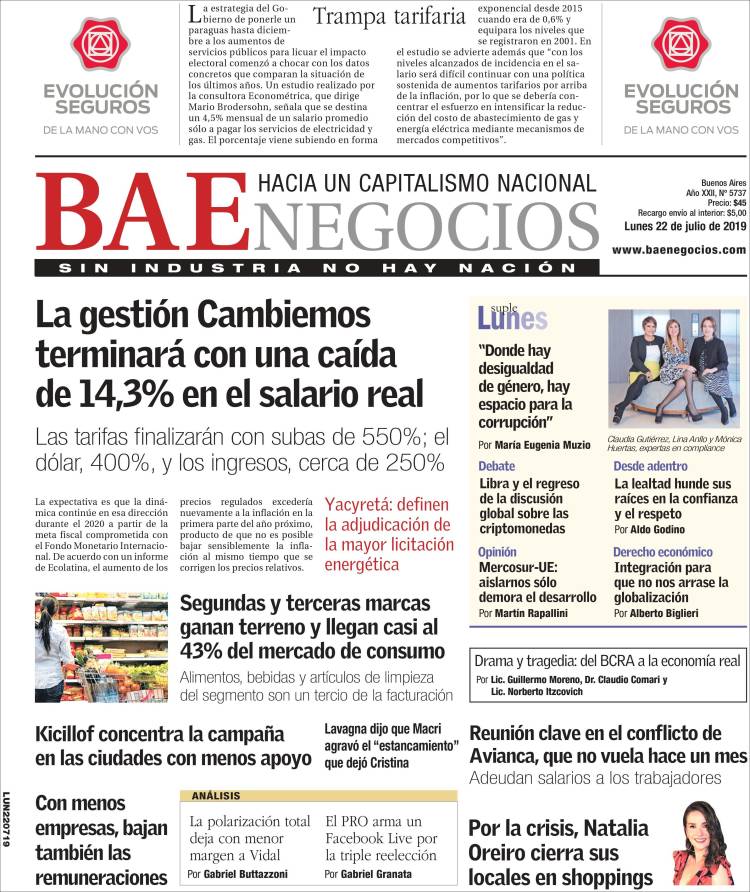 Portada de Buenos Aires Económico (Argentina)