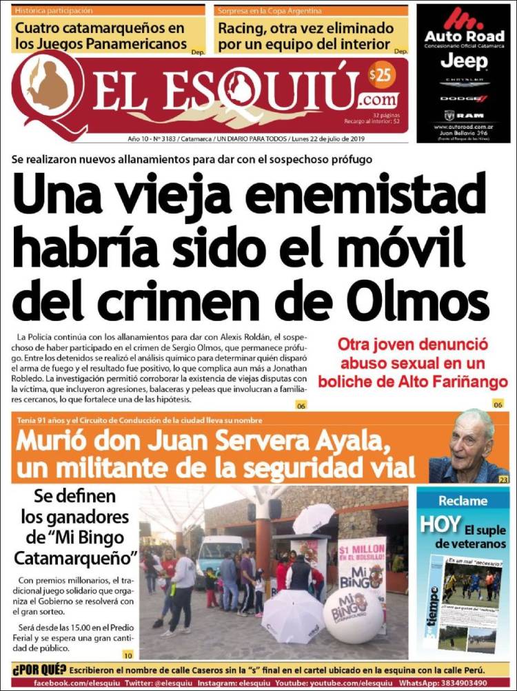Portada de El Esquiu (Argentina)