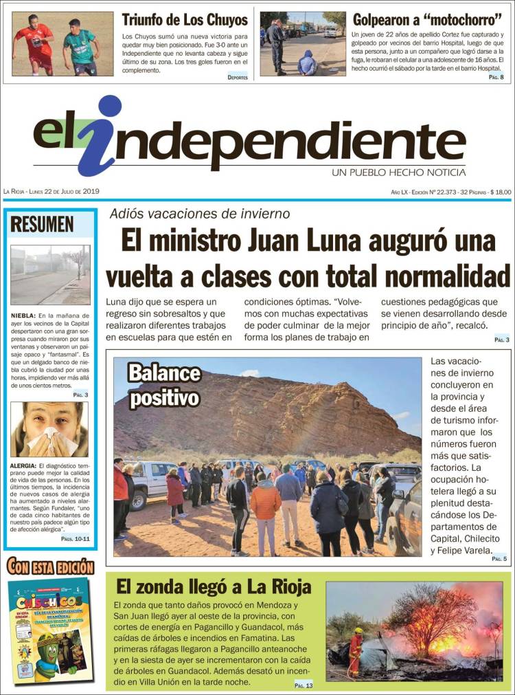 Portada de El Independiente (Argentina)