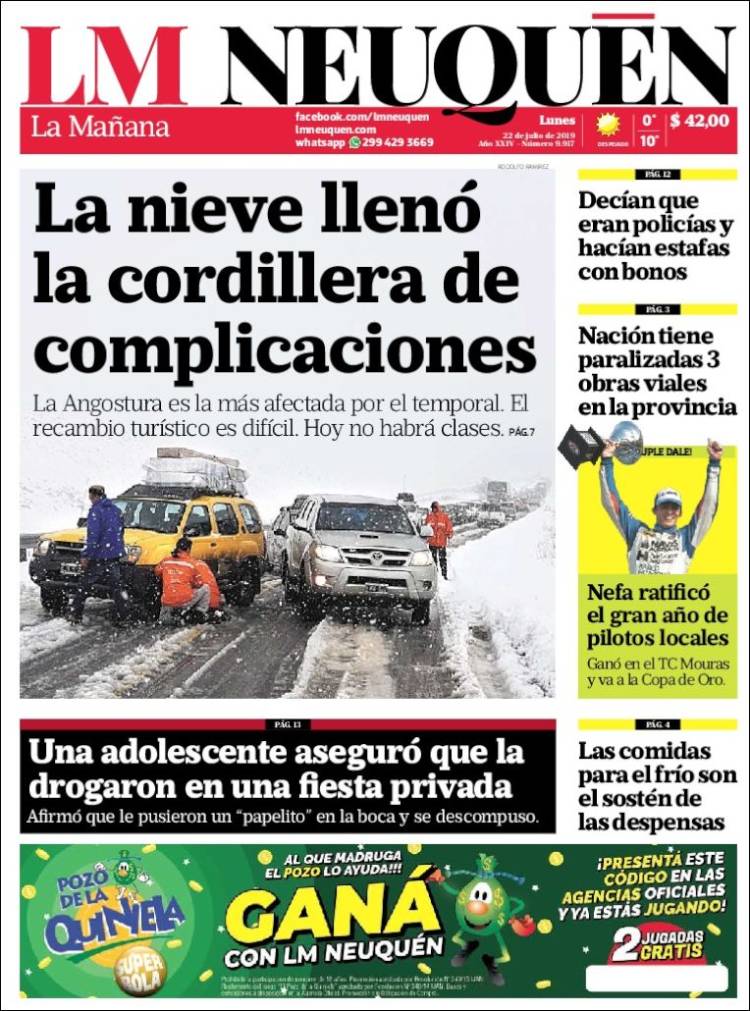 Portada de La Mañanade Neuquén (Argentina)