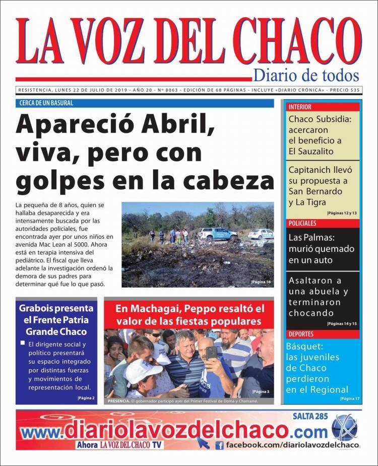Portada de La Voz del Chaco (Argentina)