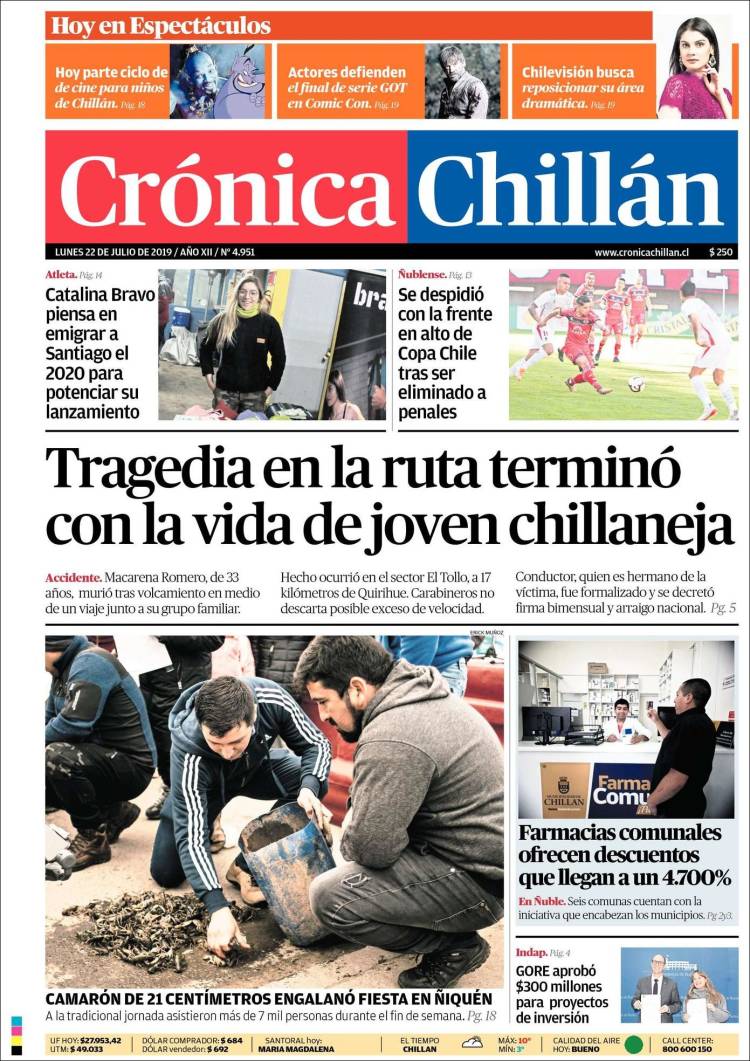 Portada de Crónica Chillán (Chile)