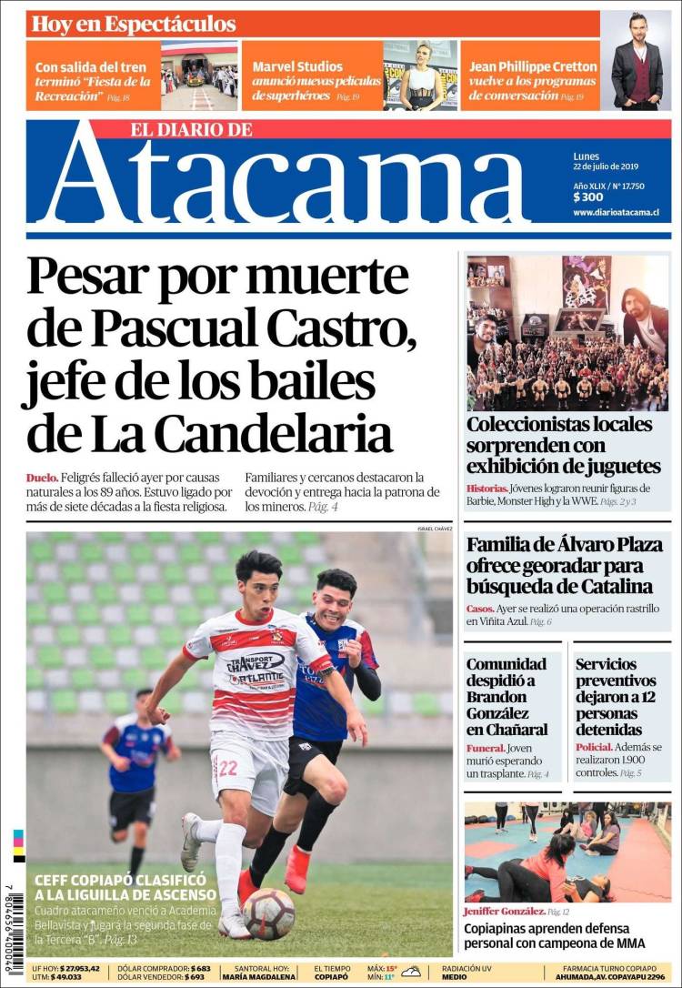 Portada de Diario de Atacama (Chile)