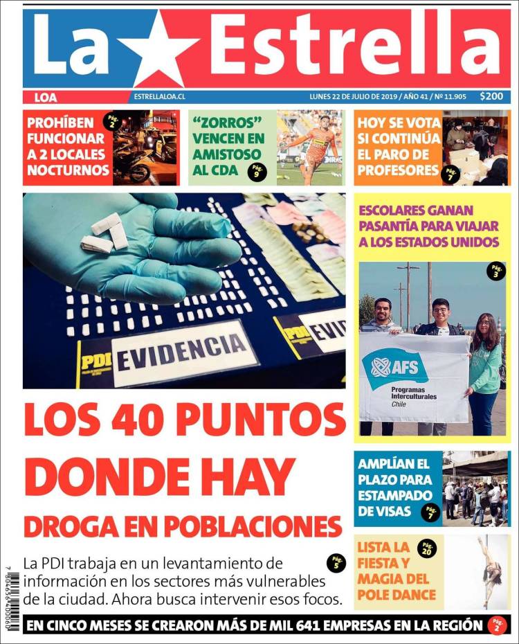 Portada de La Estrella de Loa (Chile)