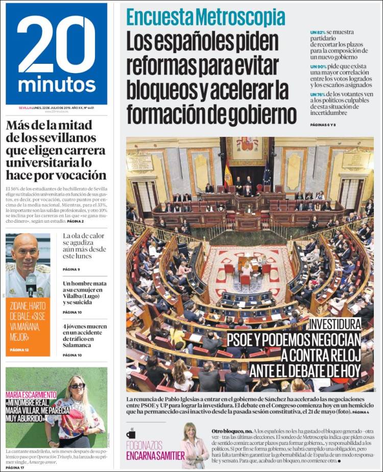 Portada de 20 Minutos - Sevilla (Spain)