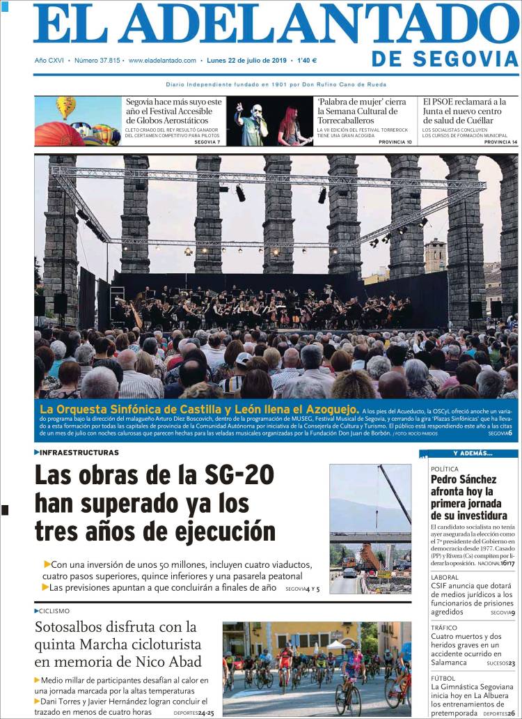 Portada de El Adelantado de Segovia (España)