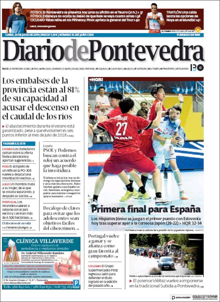 Portada de Diario de Pontevedra (España)