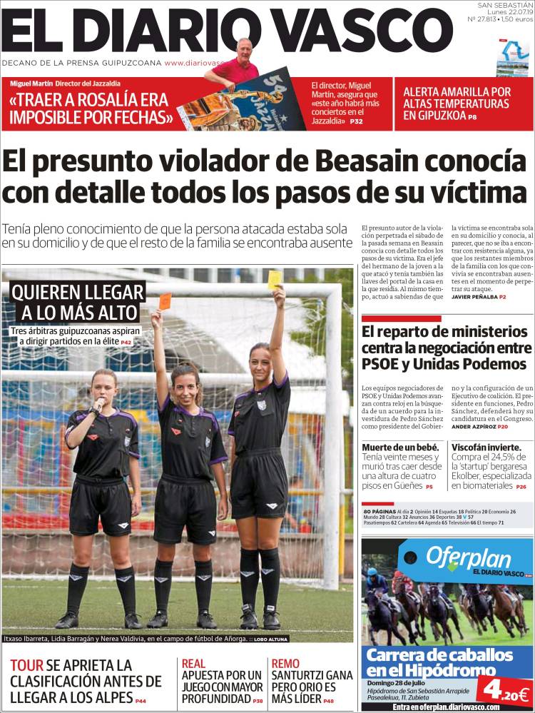 Portada de Diario Vasco (España)