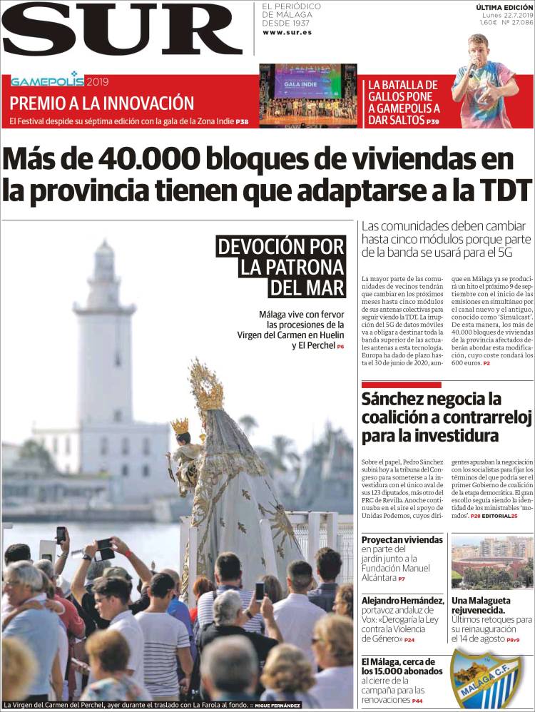 Portada de Diario el Sur (España)