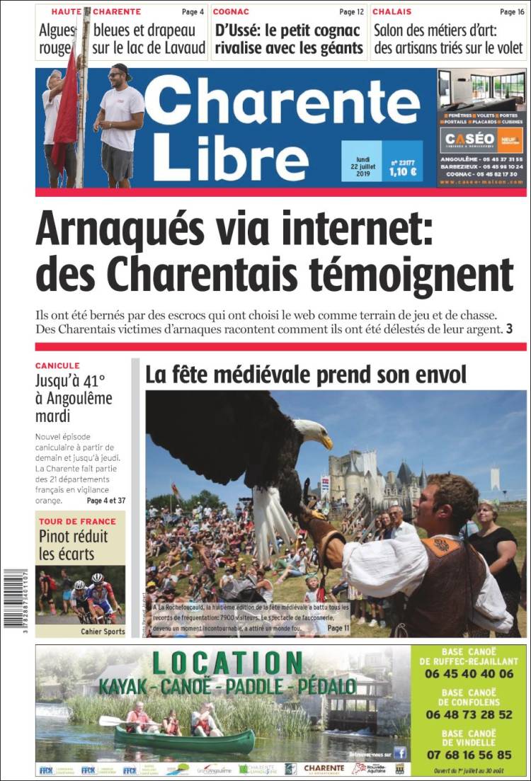 Portada de Charente Libre (Francia)